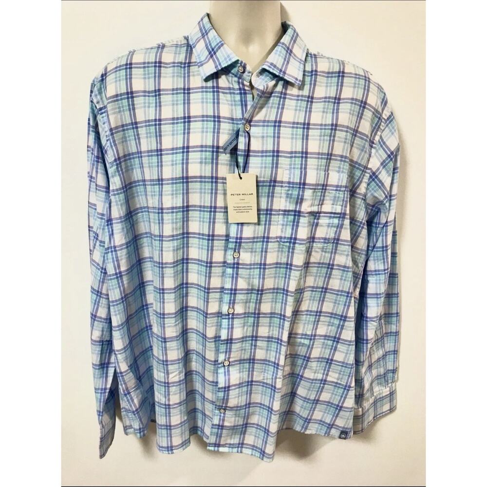 Peter Millar Crown Men's Size XL Multicolor Plaid Sport Shirt $160 NWT